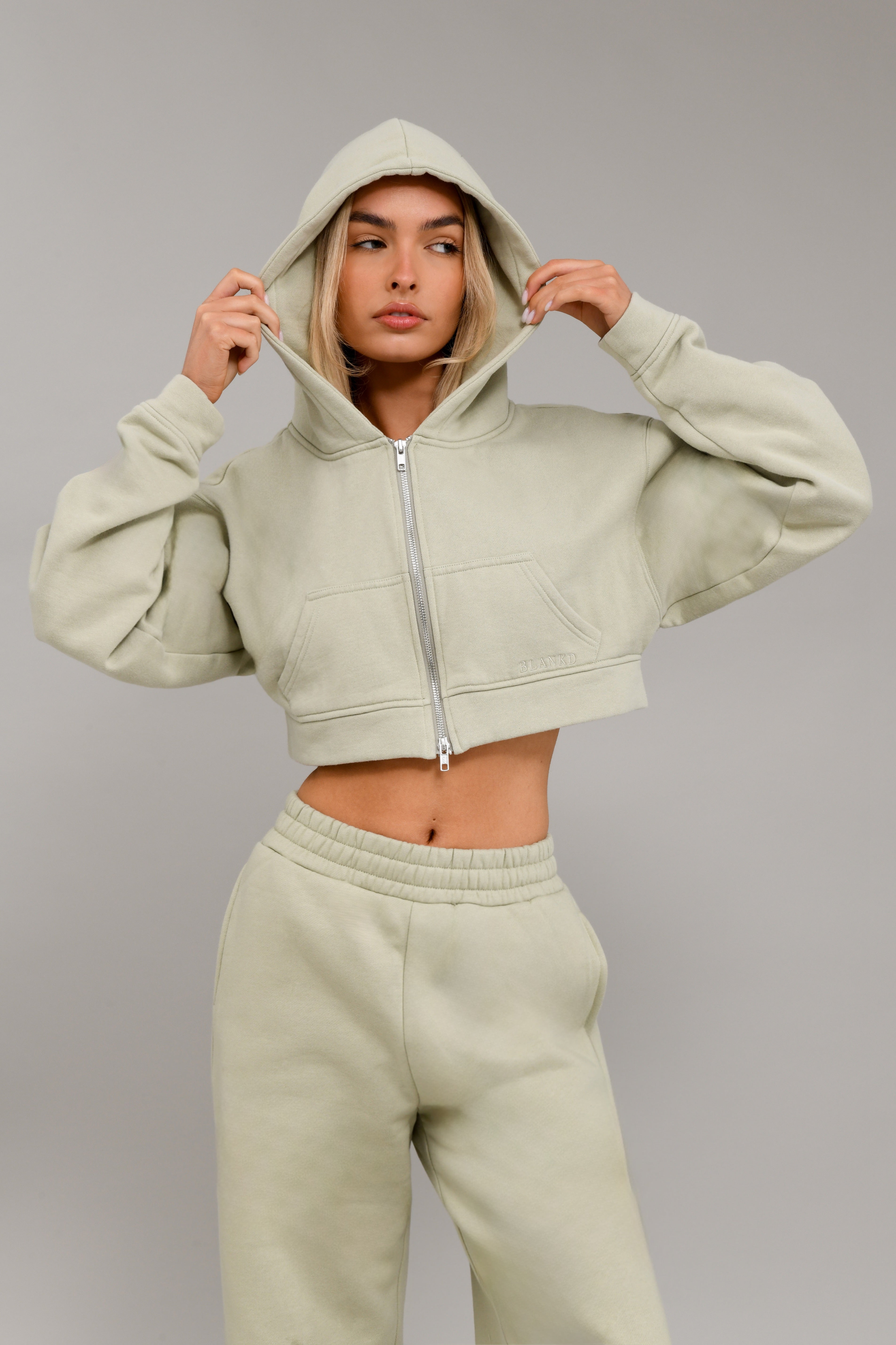 Matcha Lounge Cropped Oversized Hoodie