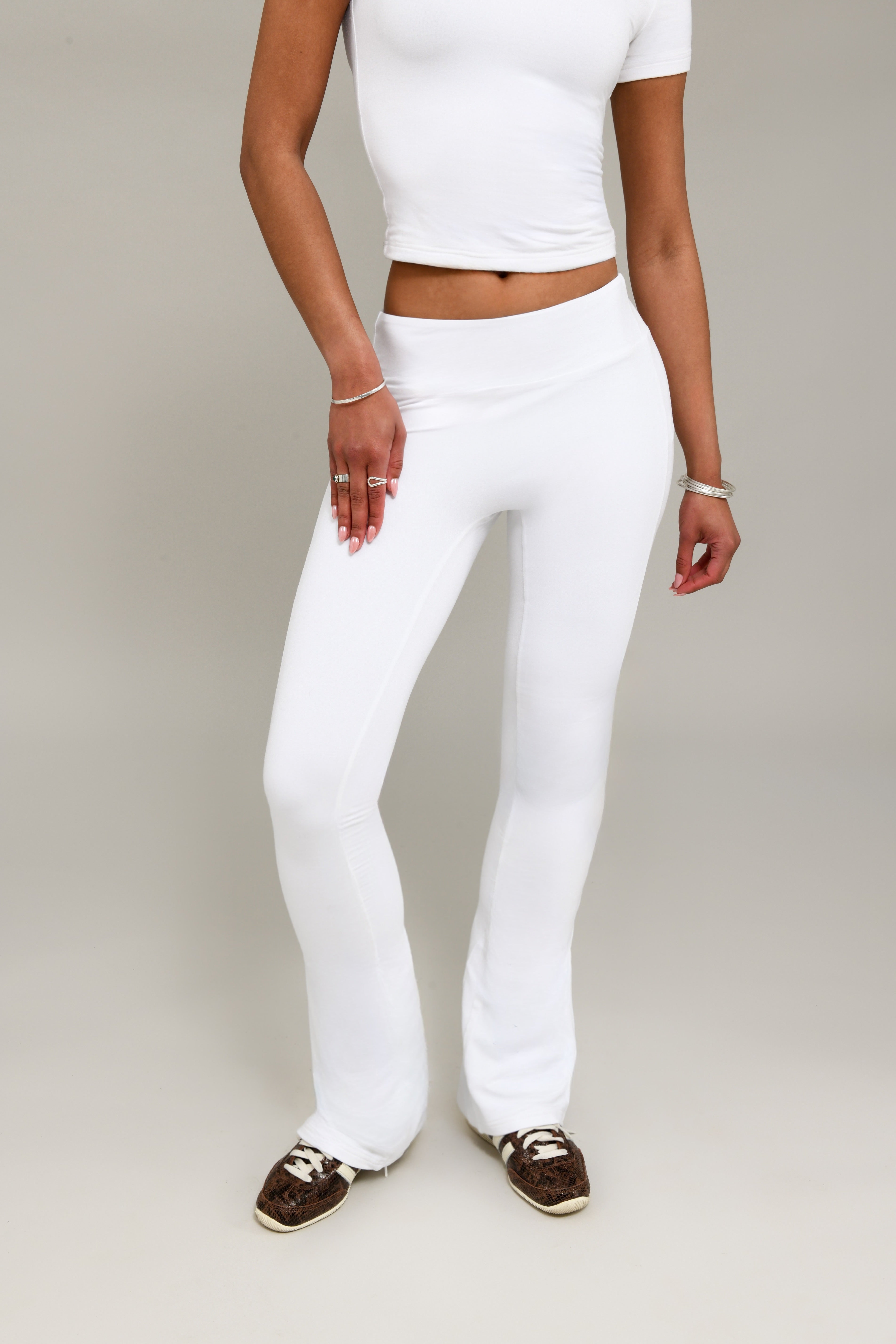 White Flare Trousers